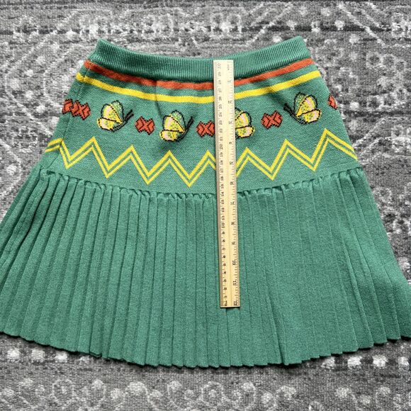 PP Town Butterfly Sweater Knit Pleated Skirt Girls Size 12 Green Yellow Tennis - Picture 7 of 8